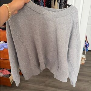 Free People Heather Gray Cropped Crewneck Sweatshirt